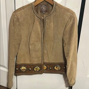 Double D Ranch Tan Suede Blazer with Embellished Trim